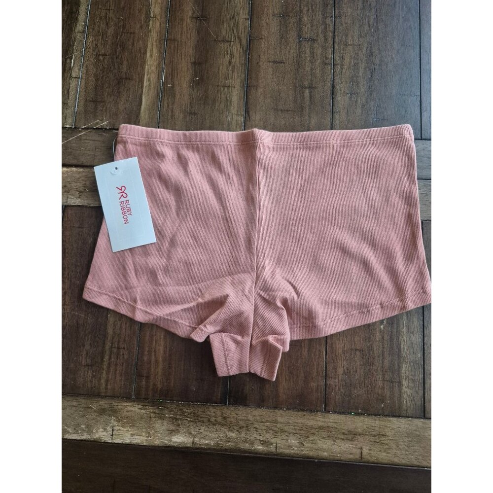 Ruby Ribbon Womens Pink Ribbed Boy Short panties size L - Picture 2 of 3
